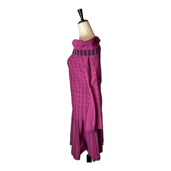 Prabal Gurung Collective Dress Womens 6 Purple Knit Stripe Off The Shoulder Mini - Picture 7 of 10